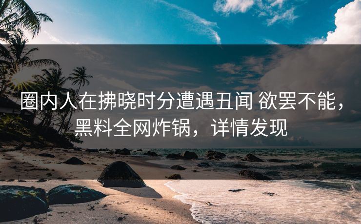 圈内人在拂晓时分遭遇丑闻 欲罢不能，黑料全网炸锅，详情发现