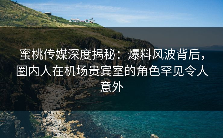 蜜桃传媒深度揭秘：爆料风波背后，圈内人在机场贵宾室的角色罕见令人意外