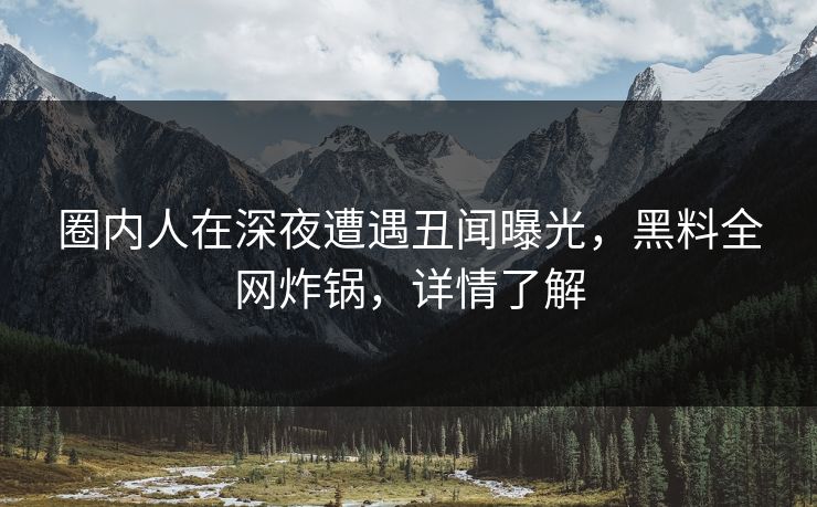 圈内人在深夜遭遇丑闻曝光，黑料全网炸锅，详情了解