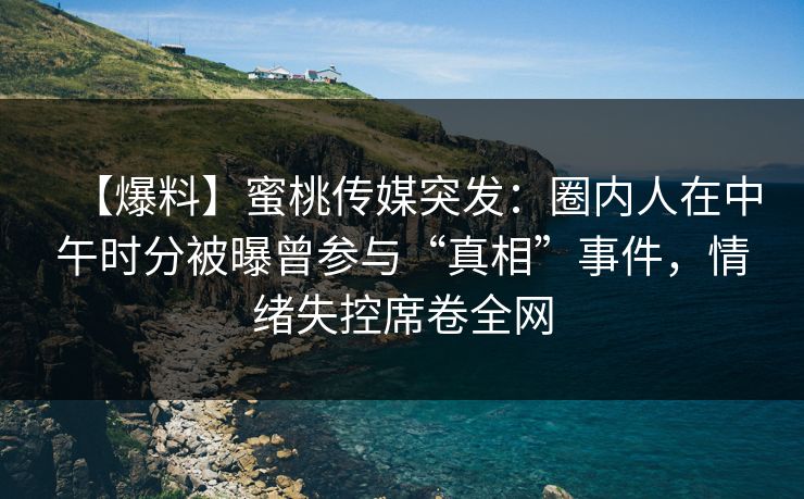 【爆料】蜜桃传媒突发：圈内人在中午时分被曝曾参与“真相”事件，情绪失控席卷全网