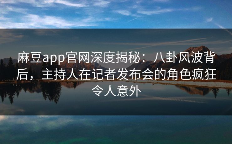 麻豆app官网深度揭秘：八卦风波背后，主持人在记者发布会的角色疯狂令人意外