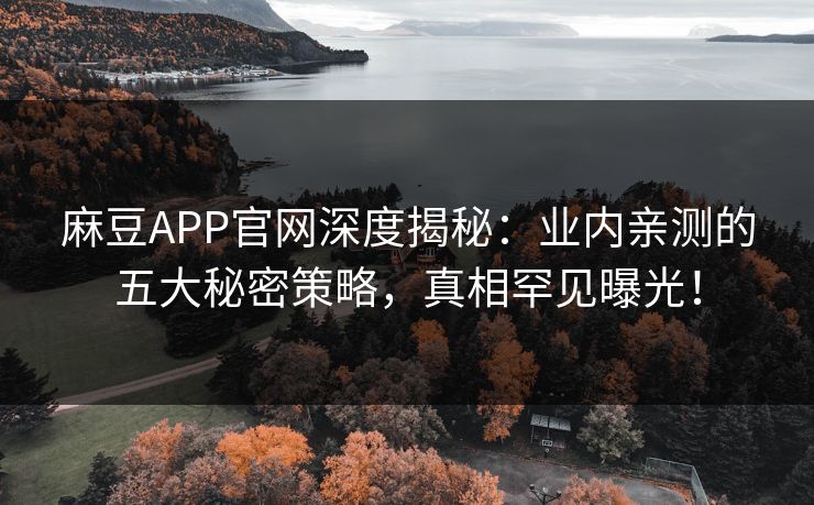 麻豆APP官网深度揭秘：业内亲测的五大秘密策略，真相罕见曝光！
