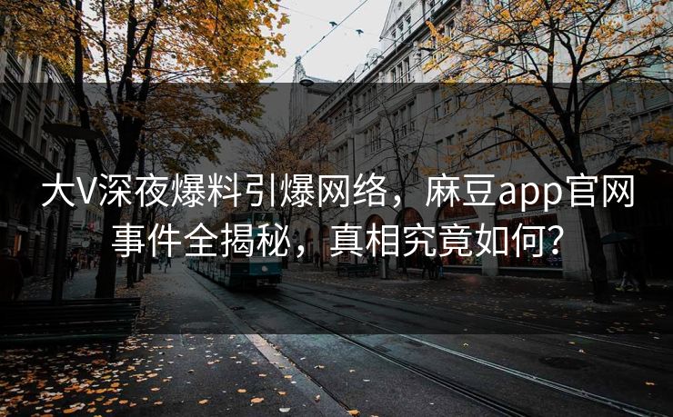 大V深夜爆料引爆网络，麻豆app官网事件全揭秘，真相究竟如何？