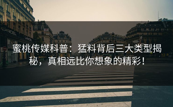 蜜桃传媒科普：猛料背后三大类型揭秘，真相远比你想象的精彩！