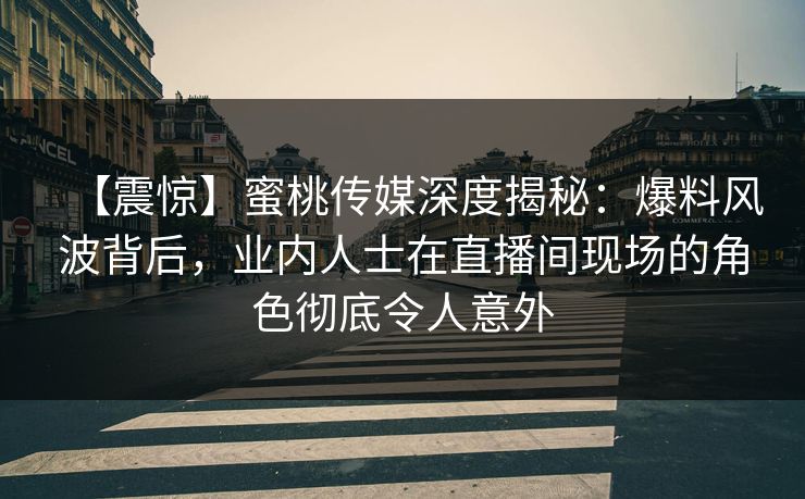 【震惊】蜜桃传媒深度揭秘：爆料风波背后，业内人士在直播间现场的角色彻底令人意外