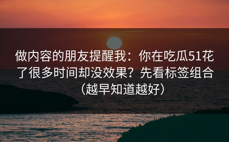 做内容的朋友提醒我：你在吃瓜51花了很多时间却没效果？先看标签组合（越早知道越好）